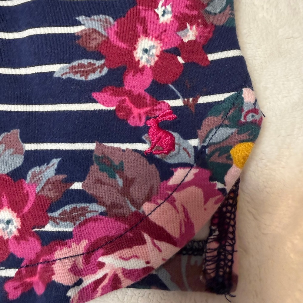 Nautical Floral Joules Premium Grade Girls Top 2Y Navy Stripe Long Sleeve - Picture 2 of 8